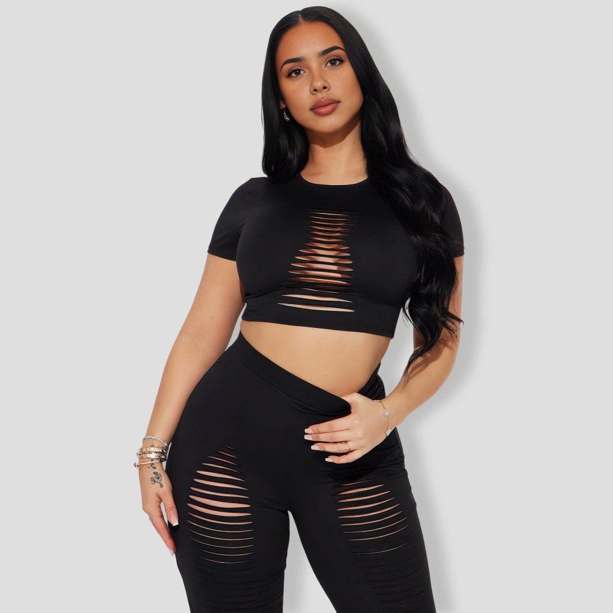 Naughty Girl Pant Set - Black