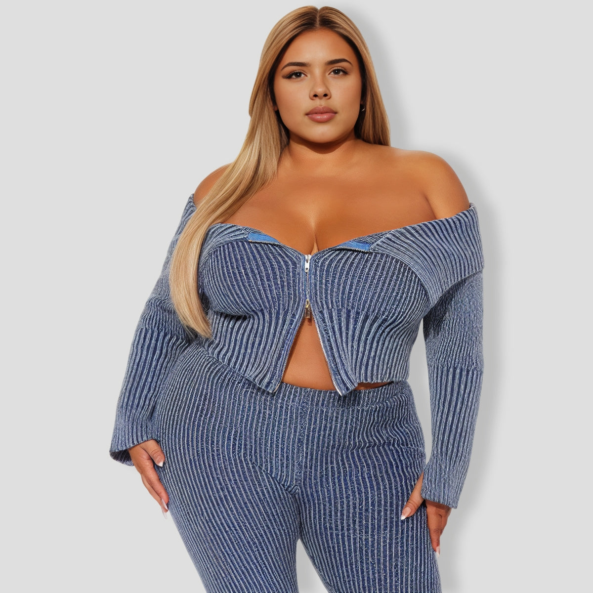 New Day Sweater Mineral Wash Legging Set - Blue