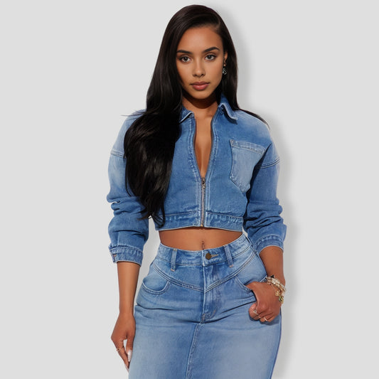 New Mood Denim Skirt Set - Medium Wash