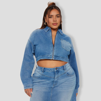 New Mood Denim Skirt Set - Medium Wash