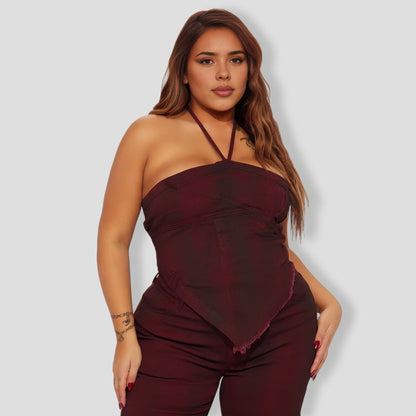 Elevated Washed Wine Denim Pants Set