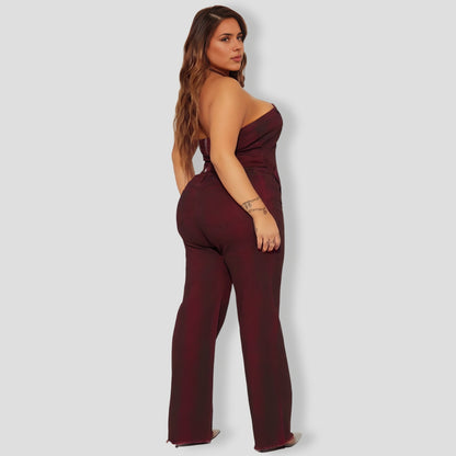 Elevated Washed Wine Denim Pants Set