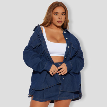 Nylah Denim Skort Set - Blue