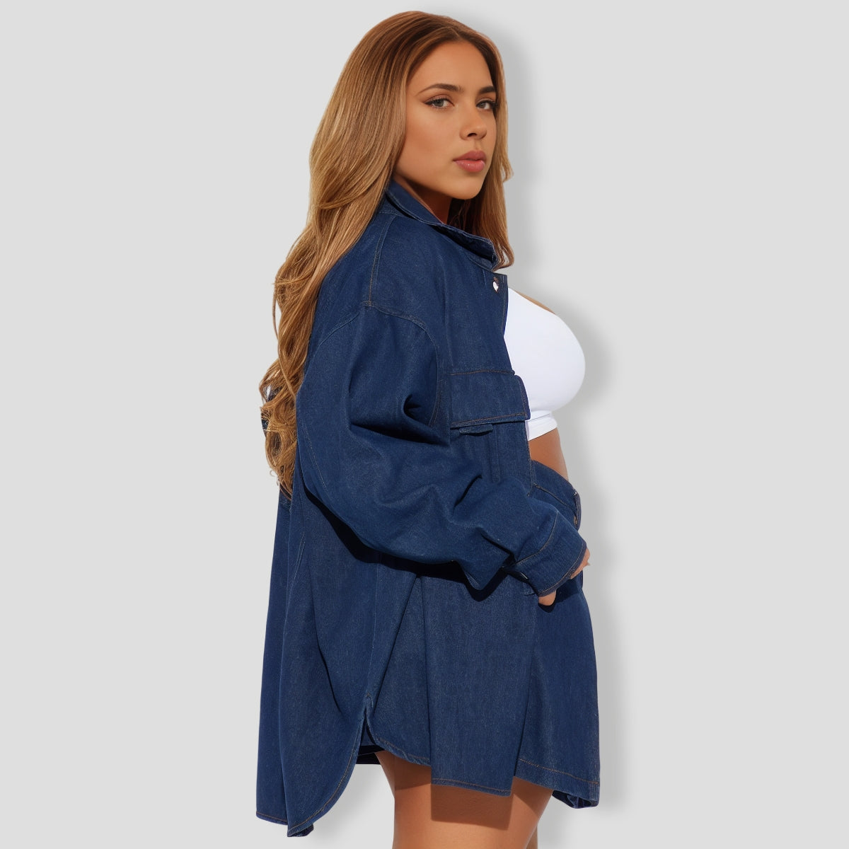 Nylah Denim Skort Set - Blue