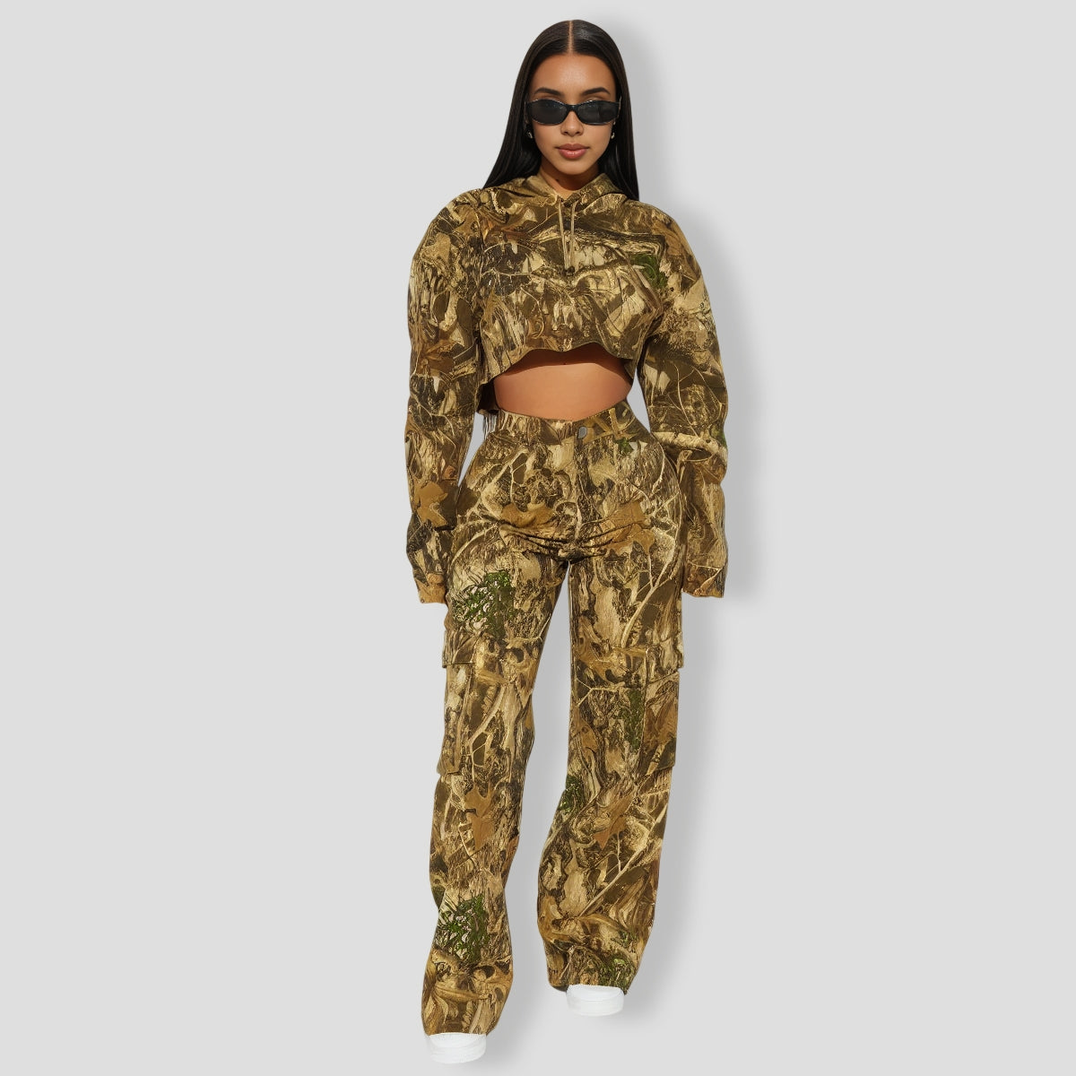 On The Lookout Camo Pant Set - Olive combo