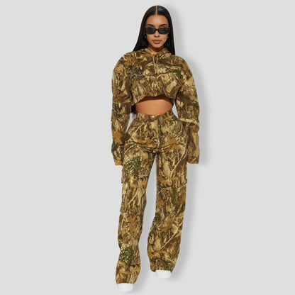 On The Lookout Camo Pant Set - Olive combo