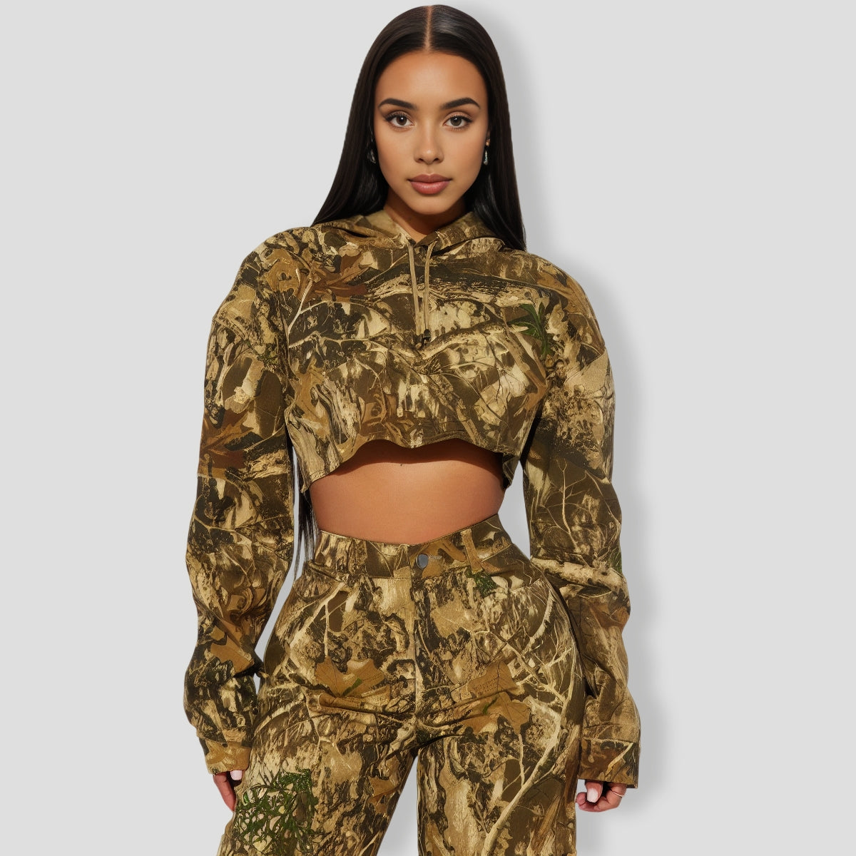 On The Lookout Camo Pant Set - Olive combo