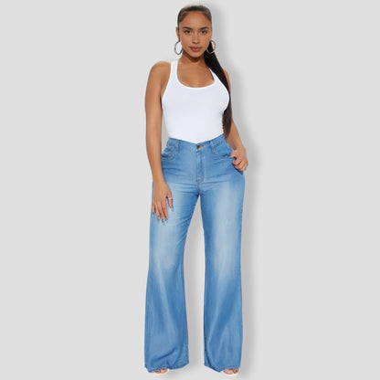 Blues Washed Wide Leg Pant Set - Medium Wash