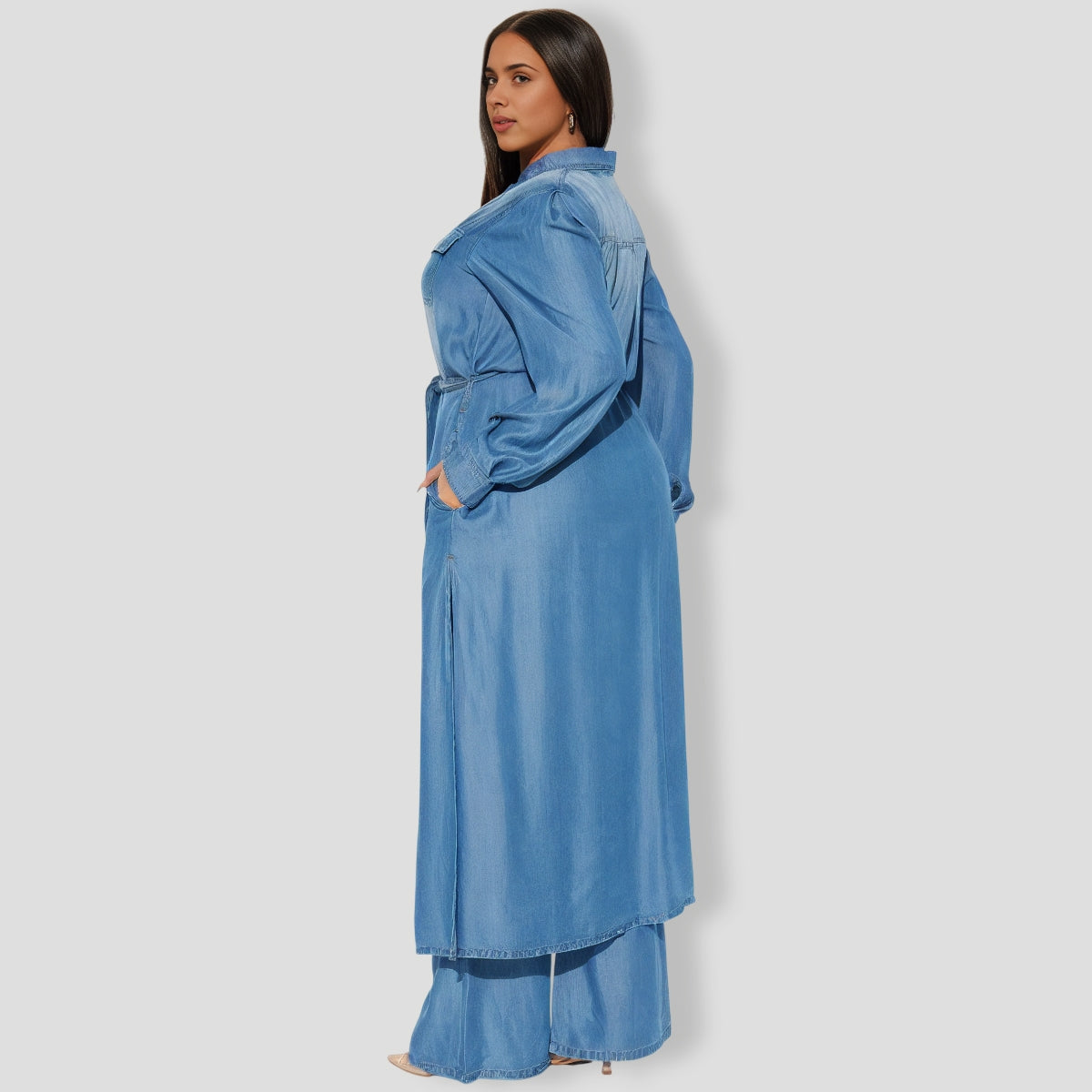 Blues Washed Wide Leg Pant Set - Medium Wash