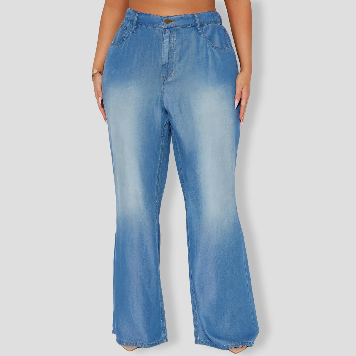 Blues Washed Wide Leg Pant Set - Medium Wash