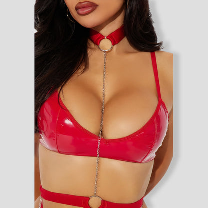 Roxy Bondage Vinyl 3 Piece Set - Red