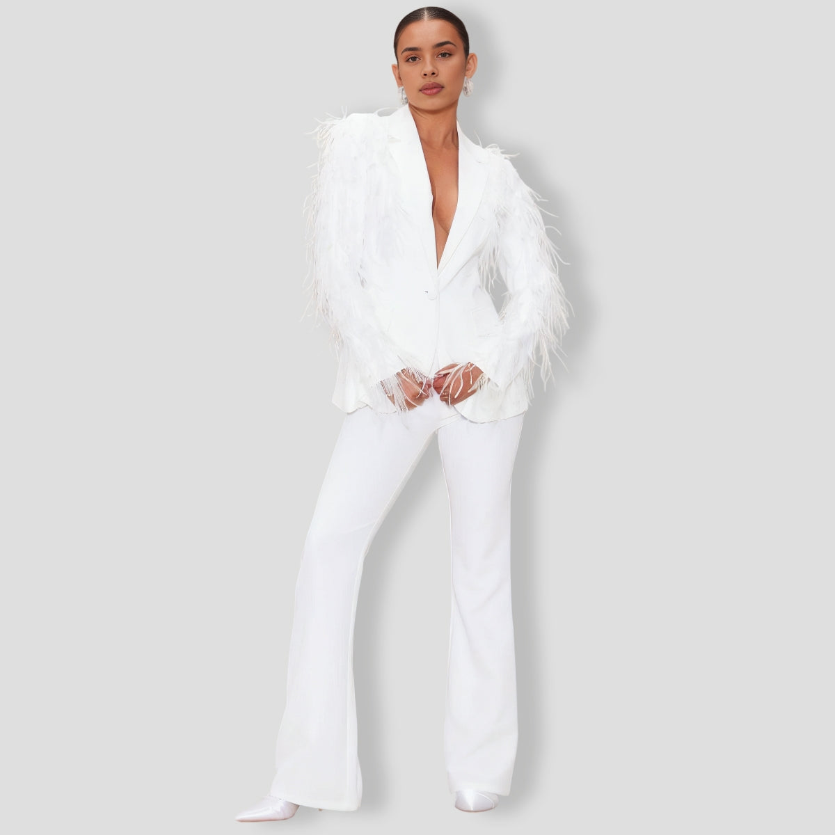 Ryann Feather Blazer - White