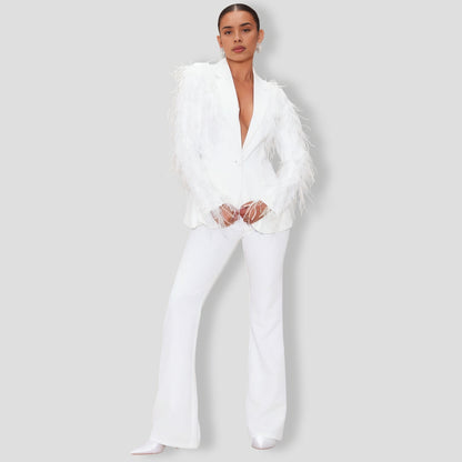 Ryann Feather Blazer - White