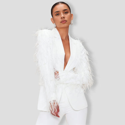 Ryann Feather Blazer - White