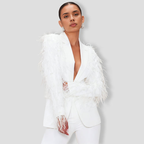 Ryann Feather Blazer - White