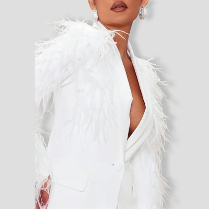 Ryann Feather Blazer - White