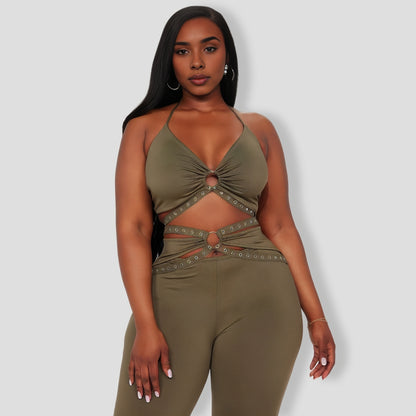 Samantha Pant Set - Olive