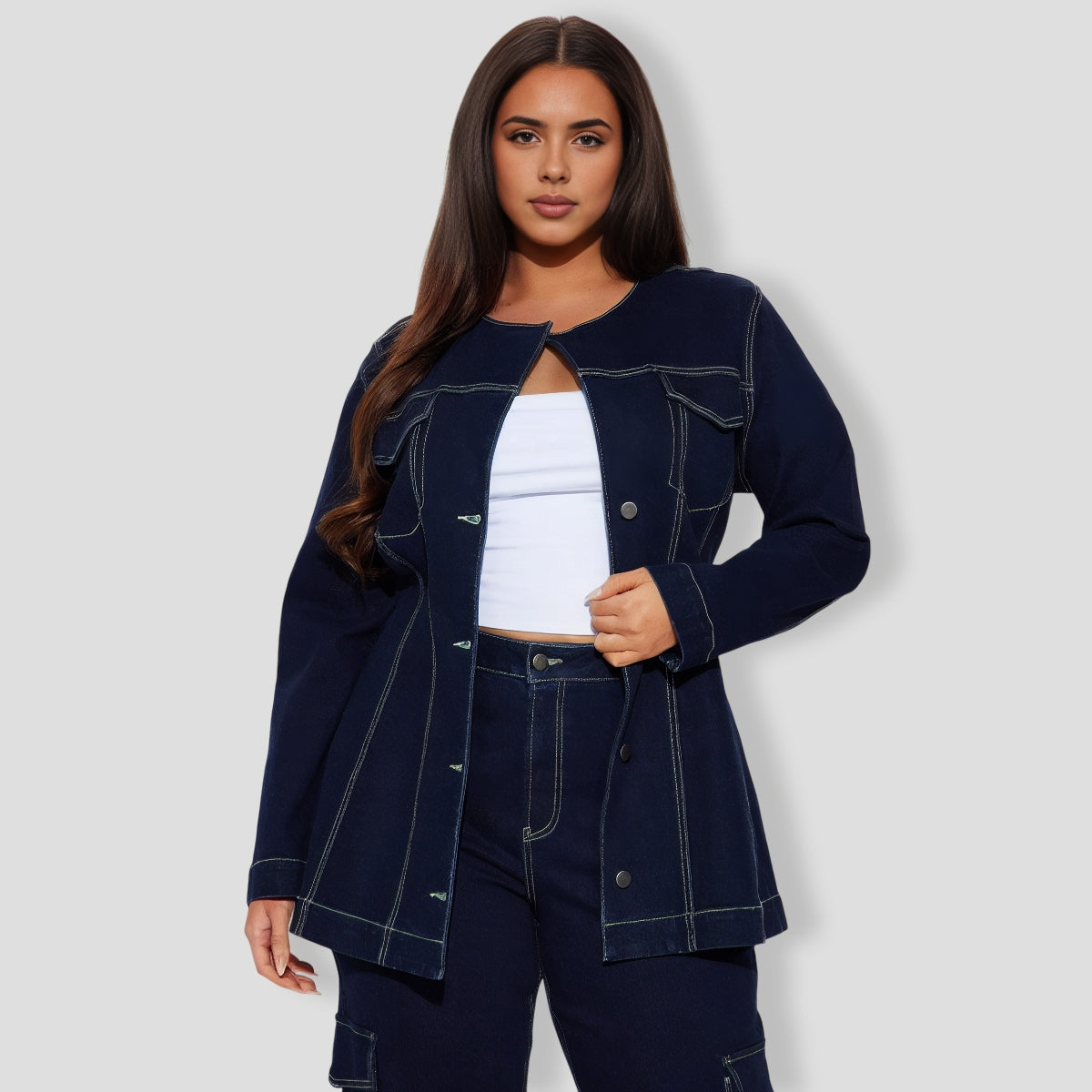 Sofia Denim Pant Set - Dark Denim