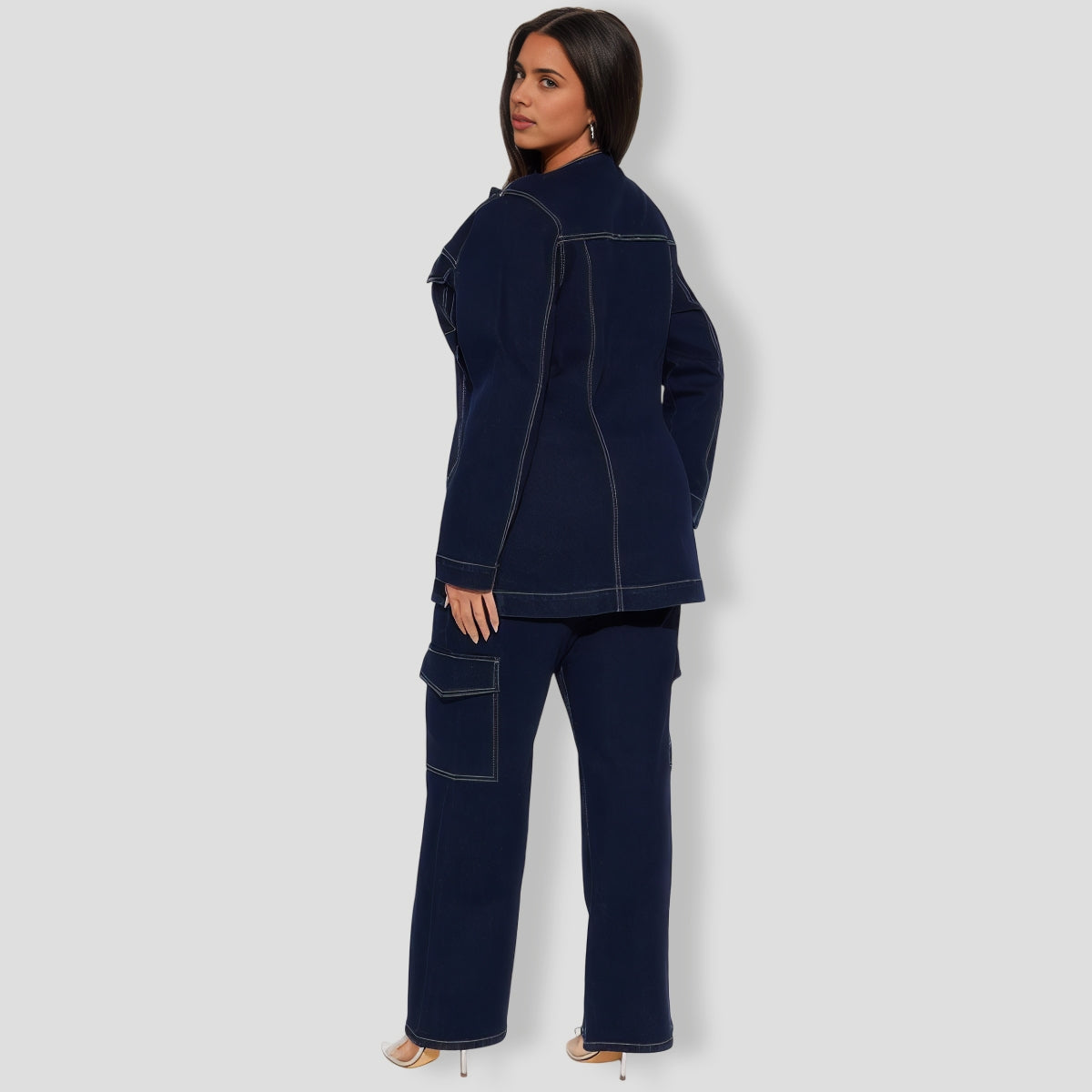 Sofia Denim Pant Set - Dark Denim