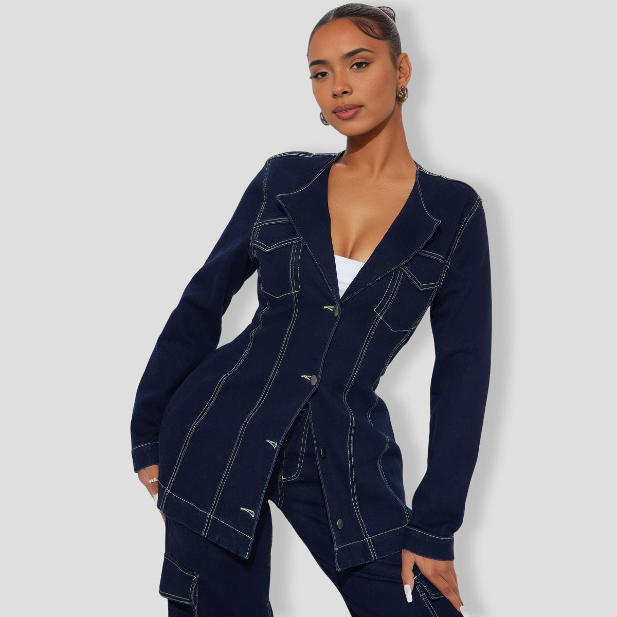 Sofia Denim Pant Set - Dark Denim