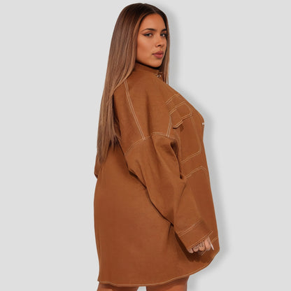 Super Babe Denim Skirt Set - Cognac