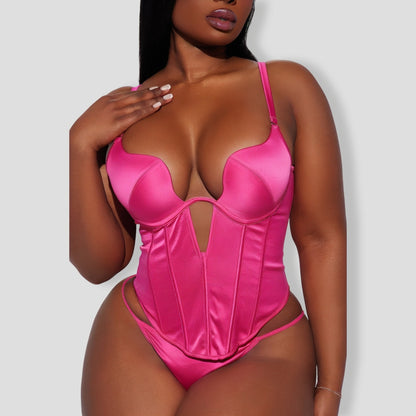 Lead Me Satin Corset 2 Piece Set