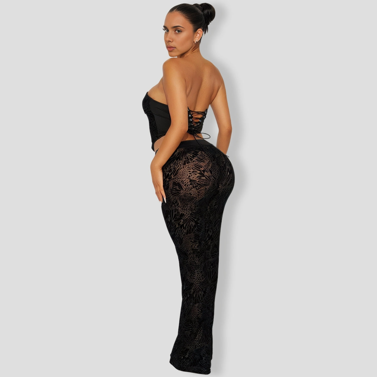 Thalia Lace Pant Set - Black