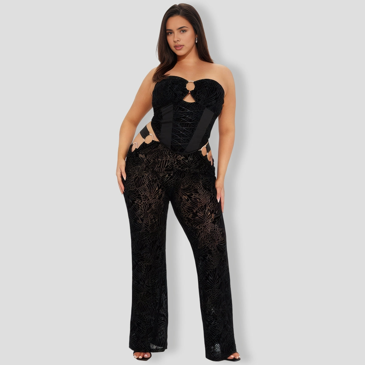 Thalia Lace Pant Set - Black