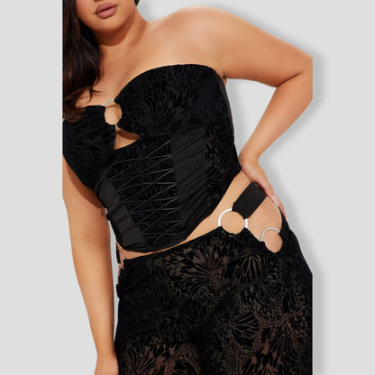 Thalia Lace Pant Set - Black