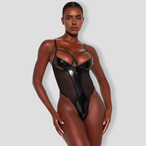 Restrained Black Vinyl Teddy