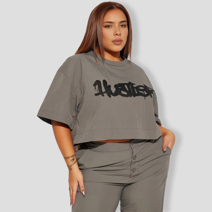 Time To Hustle Windbreaker Pant Set - Grey