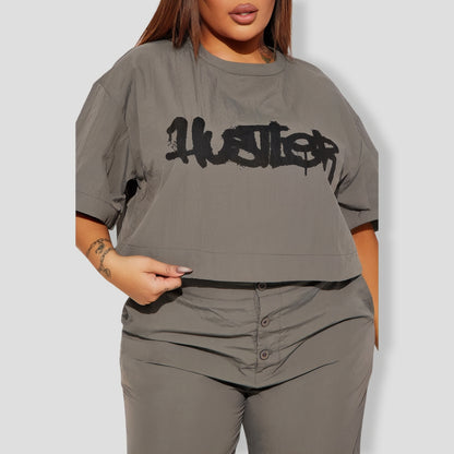 Time To Hustle Windbreaker Pant Set - Grey