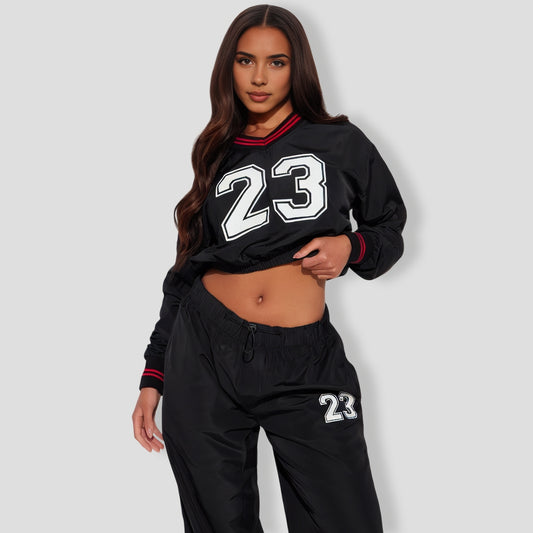Twenty Three Windbreaker Pant Set - Black