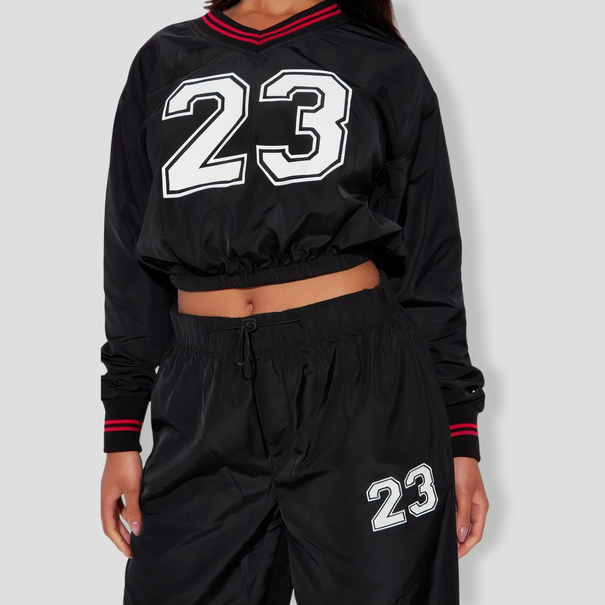 Twenty Three Windbreaker Pant Set - Black