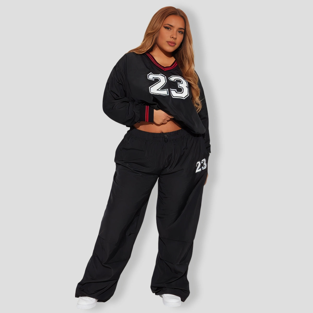 Twenty Three Windbreaker Pant Set - Black
