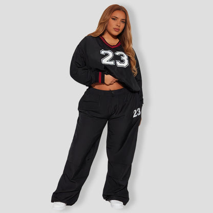 Twenty Three Windbreaker Pant Set - Black