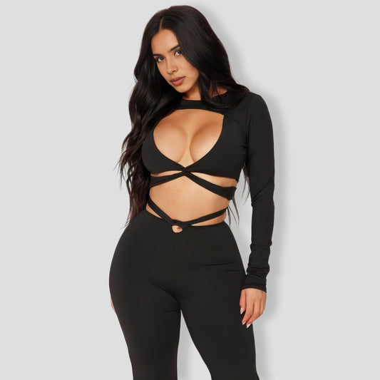 Twisted Pant Set - Black