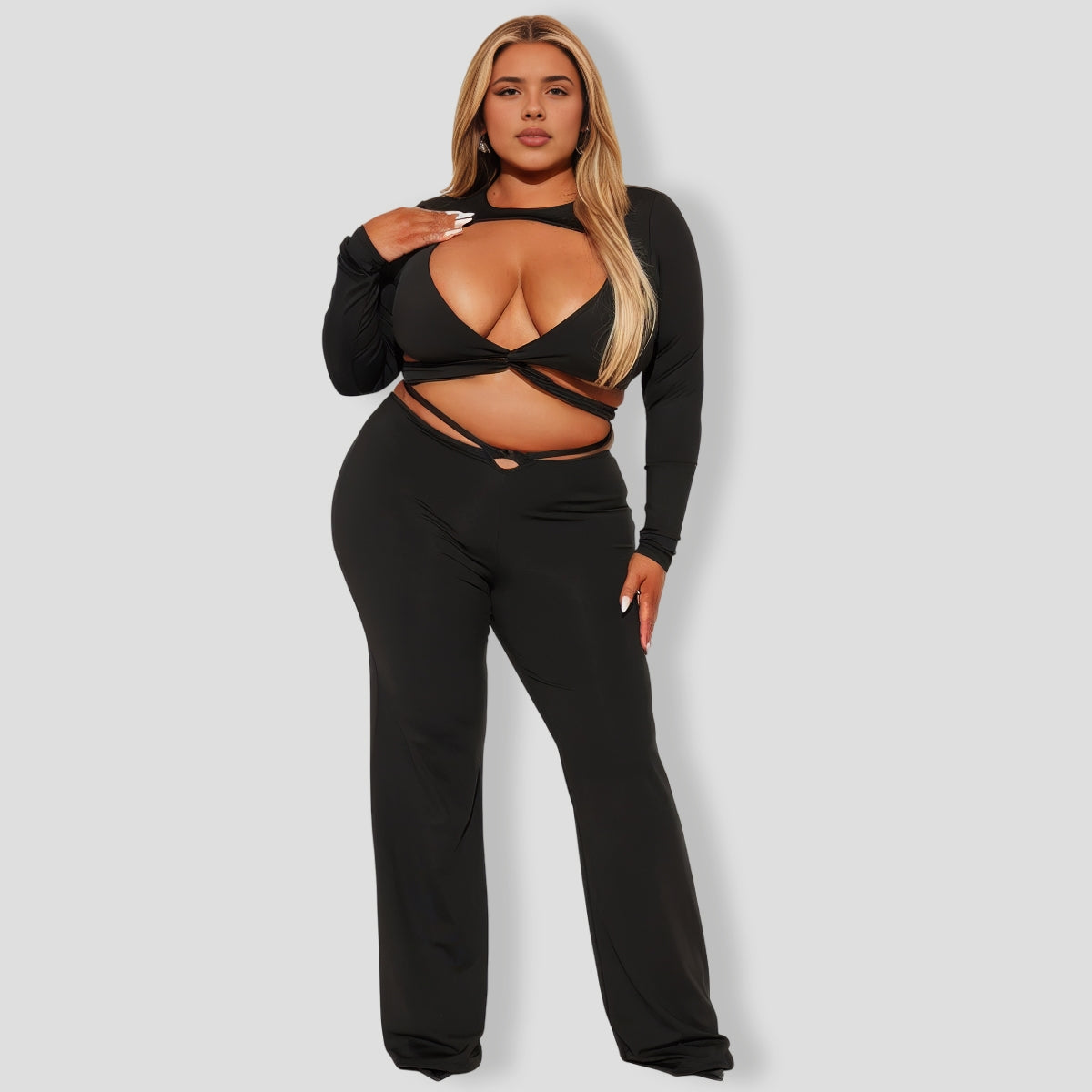 Twisted Pant Set - Black