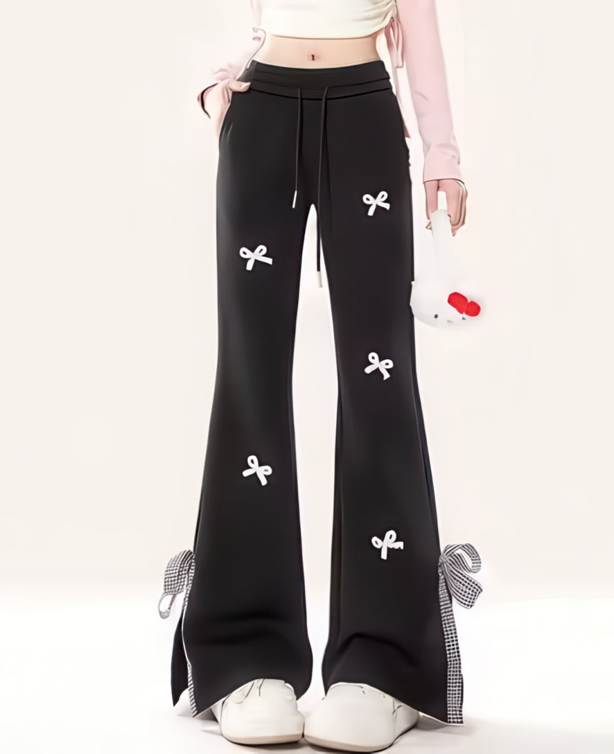 Bow-Tie Casual Flare Pants