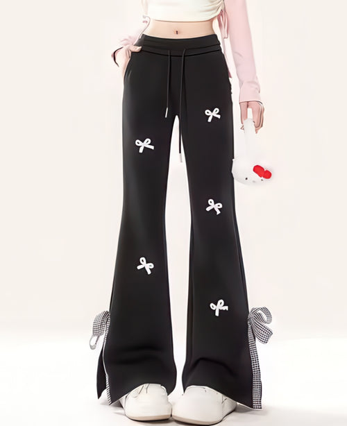 Bow-Tie Casual Flare Pants
