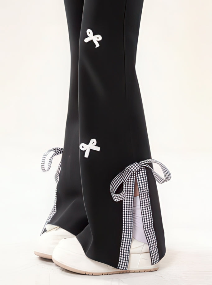 Bow-Tie Casual Flare Pants
