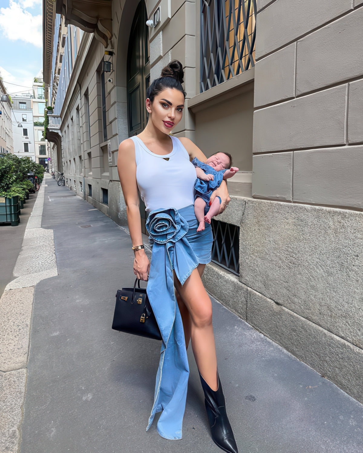 Rose Denim Mini Skirt